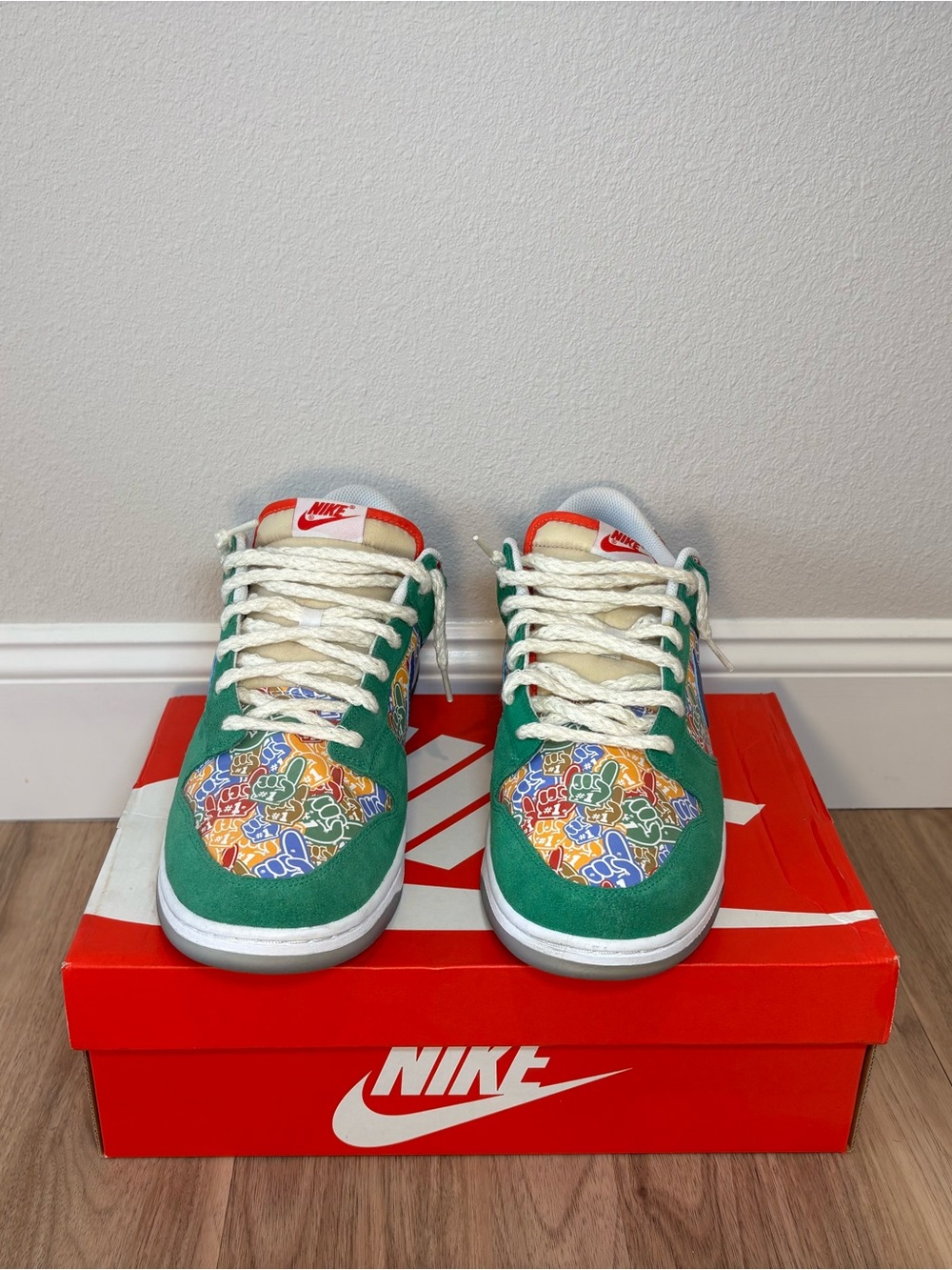 Nike Dunk Low Foam Finger Multicolor Low-Top Sneakers — Green, Blue, Red, Yellow - Picture 3 of 8